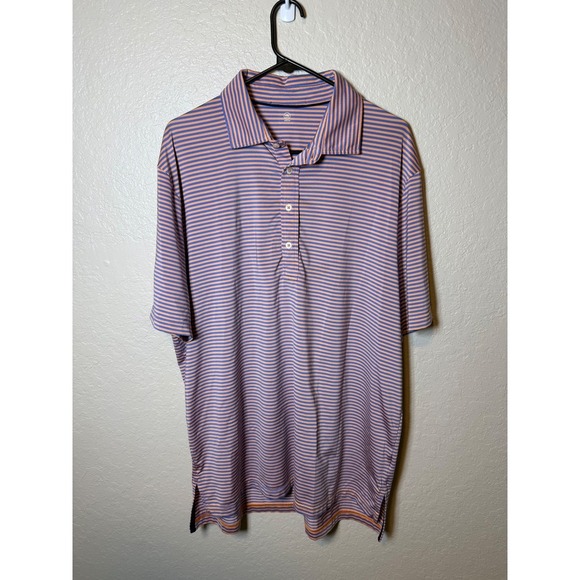 RLX Golf Other - RLX Striped Golf Polo Shirt Mens Short Sleeve Peach Purple Casual Sport